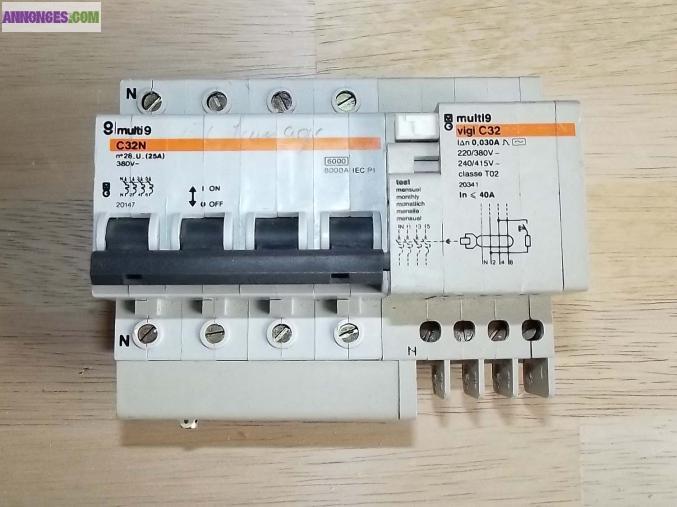 Disjoncteur Merlin Gerin 20147 + 20341 25A