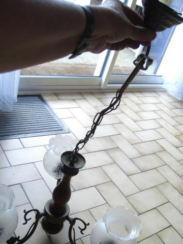 LUSTRE SUSPENSION 3 BRANCHES GLOBES TRADITIONNELS