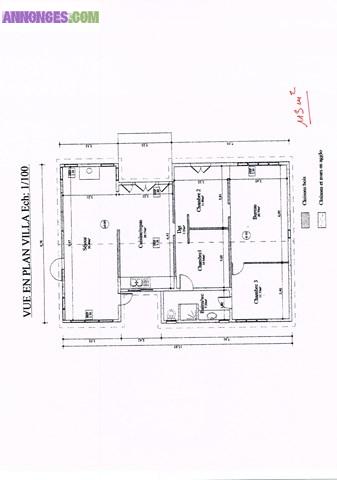 VILLA F5 DE 116 M² SUR 900 M²