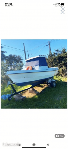 Bateau timonier avec moteur diesel en parfait état général avec remorque