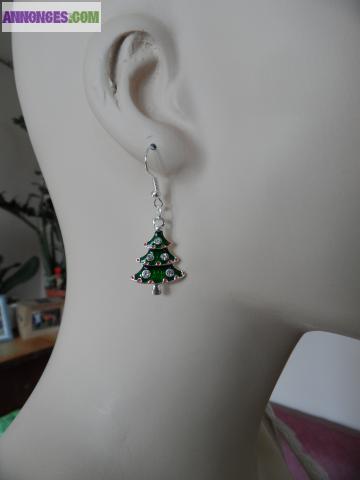 Boucles d’oreilles arbre sapin de noël neuves