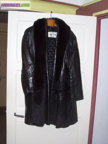 Manteau cuir et fourrure