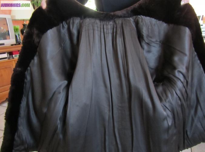 Manteau 3/4 en fourrure mouton doré