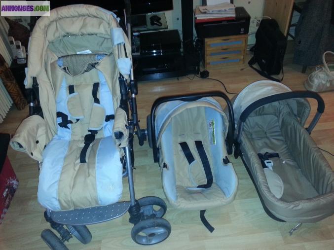 Poussette Combinée 3 En 1 PETEX – Kit 10 Pièces Avec Nacelle, Cosy Et Siège, Sécurité Normes UE