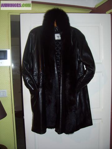 Manteau cuir et fourrure