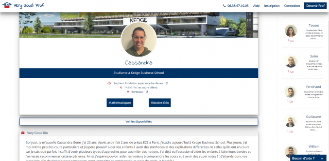  Propose cours particuliers à domicile niveau collège et lycée