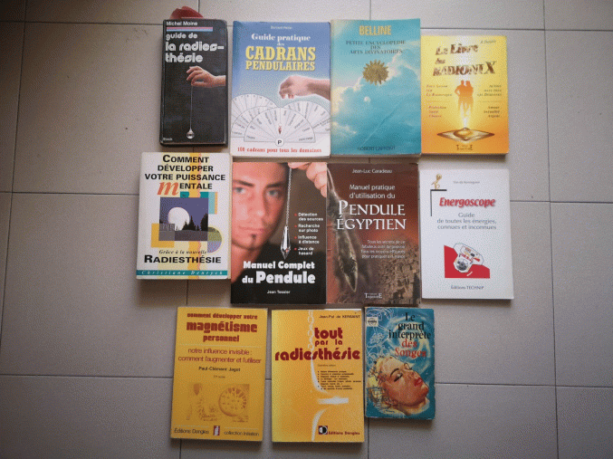 Lot de livres radiesthésie, pendule, magnétisme
