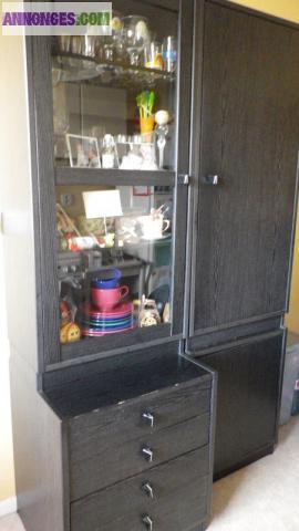 Meubles noirs + vitrine = 5 pièces