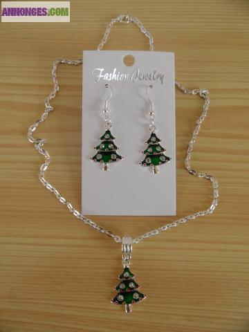 Parure Sapin de Noël Boucles Collier maille forçat