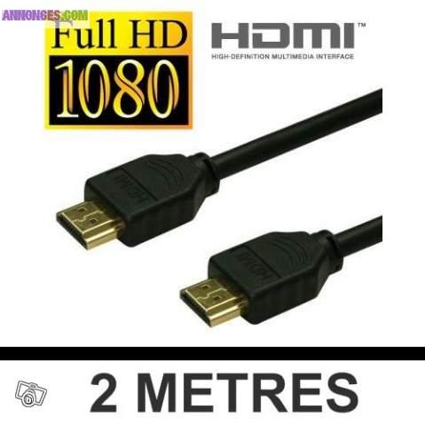 Cable 2 mètres HDMI 1.3 Plaque OR