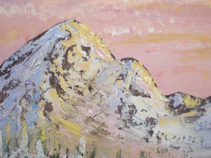 PEINTURE A L'HUILE sur toile chalets d'hiver signée par l'artiste