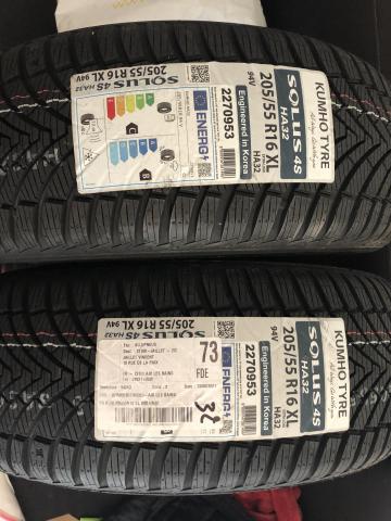 2 pneus neufs 4 saisons KUMHO TYRE SOLUS 4S HA32 205/55 R16 XL 94V