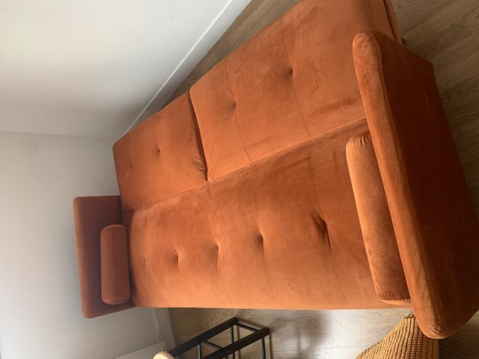 Canapé inclinable 3 places velours orange
