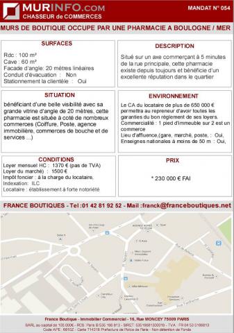 Murs  occupés d'une pharmacie à Boulogne sur Mer