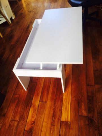 Table Basse Plateau Relevable Blanche