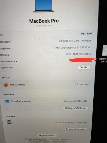 Mac book pro 16 pouce Touch Bar