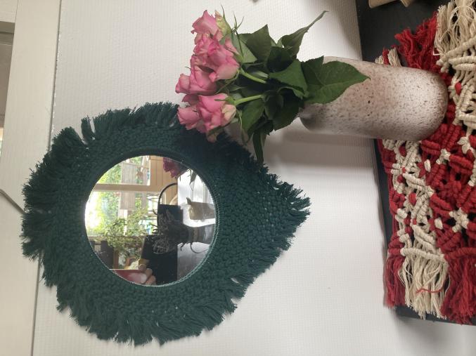 Miroir couronne macramé 