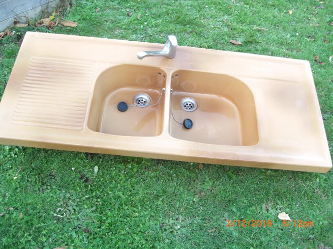 EVIER GRES EMAILLE 2 BACS 2 EGOUTTOIRS