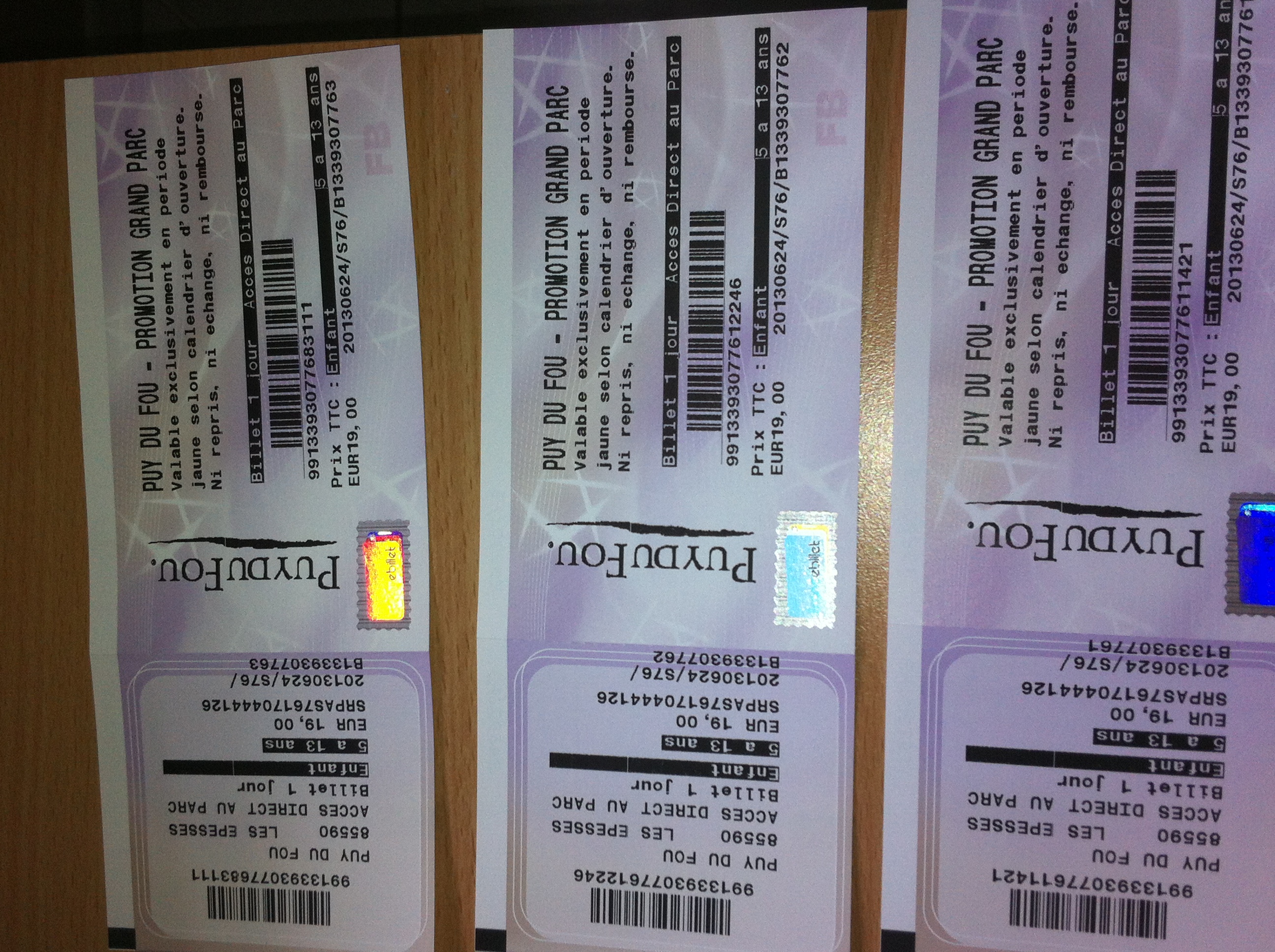 6 places pour le puy du fou