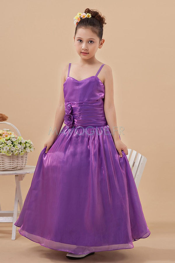 Robe De Cortège Enfant Organza Mode De Bal Sans Manches Orné -mavogue.fr