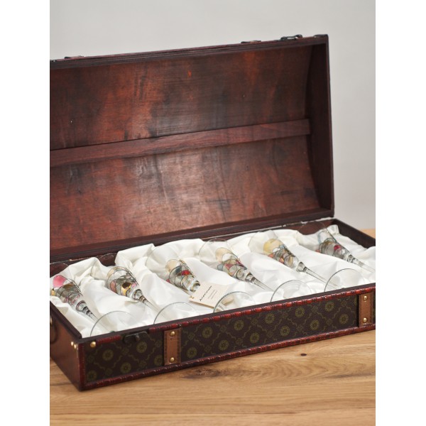 Coffret "La Fleur" : flûtes Anorinver soufflées à la bouche et peintes à la main