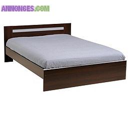 Lit EVO 140x190 noyer avec matelas et sommier