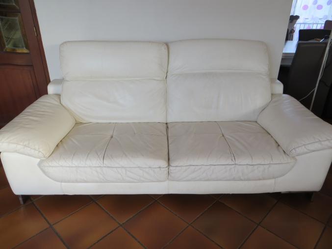 Canapé cuir center blanc