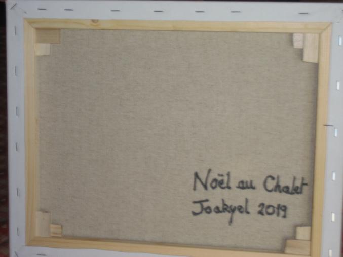 Huile sur toile Noêl au chalet