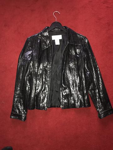 Veste cuir noir en veritable peau de serpent