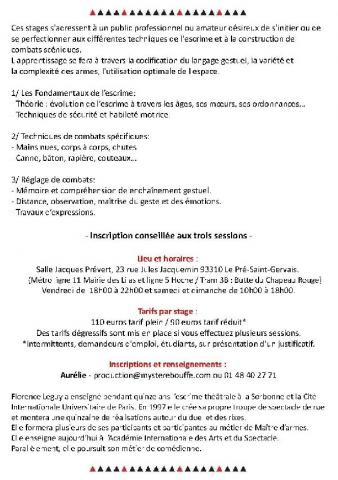 Stage Escrime théâtrale