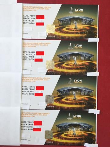 4 billets cat 1 finale Europa League Lyon 2018 
