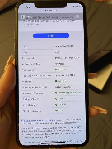 Apple iPhone 11 Pro Max - 64 Go - Gris Sidéral (AT&T) A2161 (CDMA + GSM)