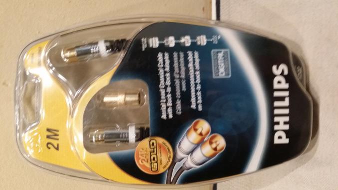 Philips - câble coaxial d'antenne avec adaptateur 2M