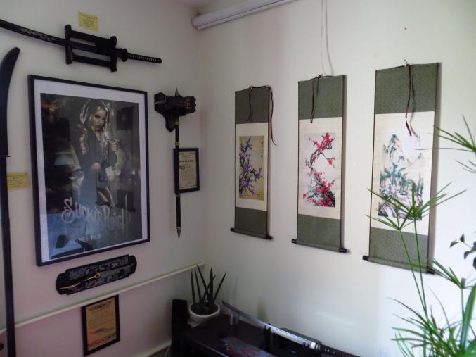 Peinture calligraphie japonaise fleurs violettes