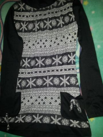 Tunique femme t.38.40 noire et blanche a manche longue  