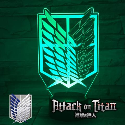 Lampe en verre de Bureau Manga Effet 3D Attaque des Titans (SNK) Très bon Etat