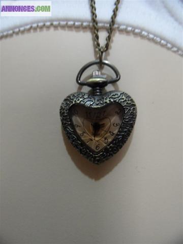 Montre Pendentif ou Gousset en Forme de Cœur