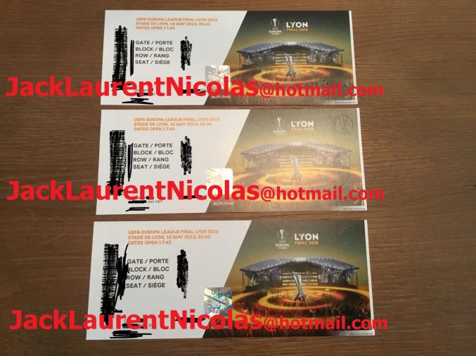 3 billets UEFA Europa League Finale Lyon 2018