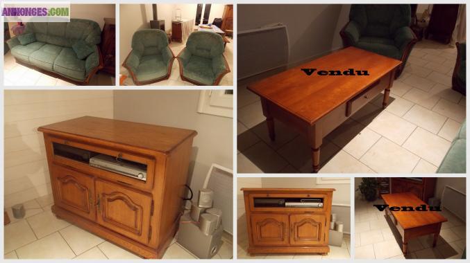 Vends canapé+2 fauteuils et meuble télé