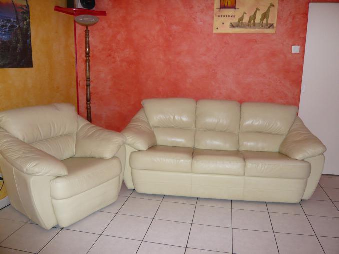 Canapé et son fauteuil cuir