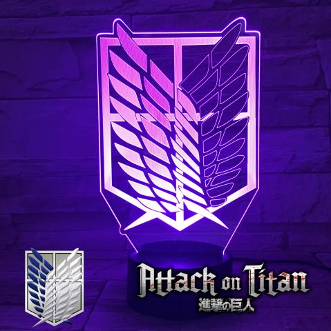 Lampe en verre de Bureau Manga Effet 3D Attaque des Titans (SNK) Très bon Etat