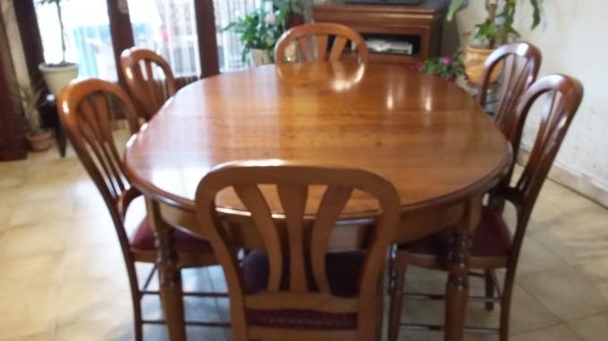 Table +6 chaises merisier massif