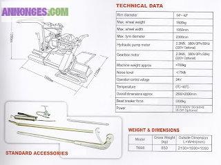 MACHINE DÉMONTE PNEUS PL  AUTOMATIQUE T700 DE 14 A 42  