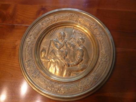 Assiette décorative laiton 