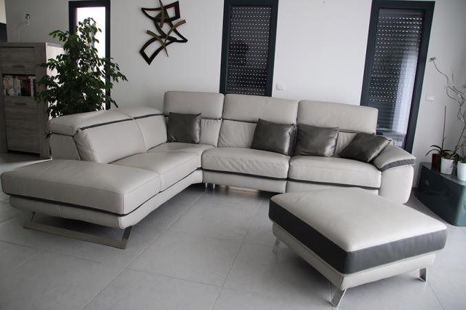 Canapé d'angle en cuir relaxation