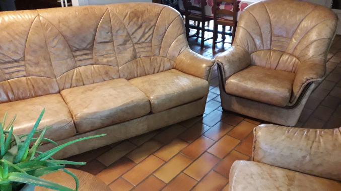 CANAPE 3 PLACES + 2 FAUTEUILS