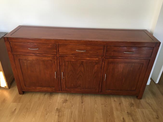Table, buffet et miroir en frêne (bois massif)