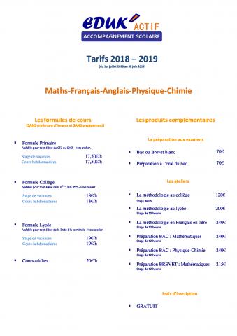 Soutien scolaire - cours: anglais, français, maths, physique-chimie