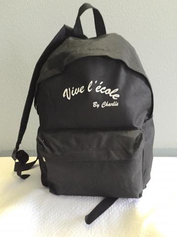 Sac à dos  "vive l'école by Charlie "