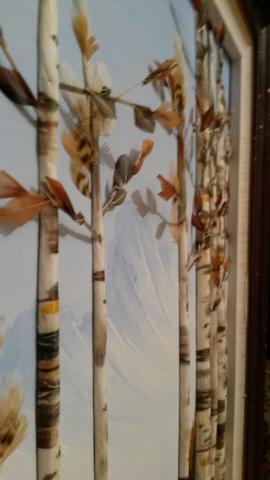 Tableau en plume et peinture